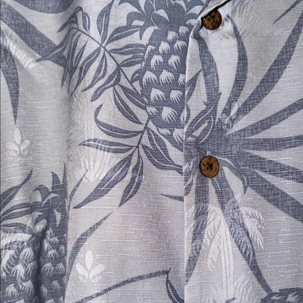 Tommy Bahama bluish-gray Hawaiian Shirt with Pineapple Print - Picture 2 of 4